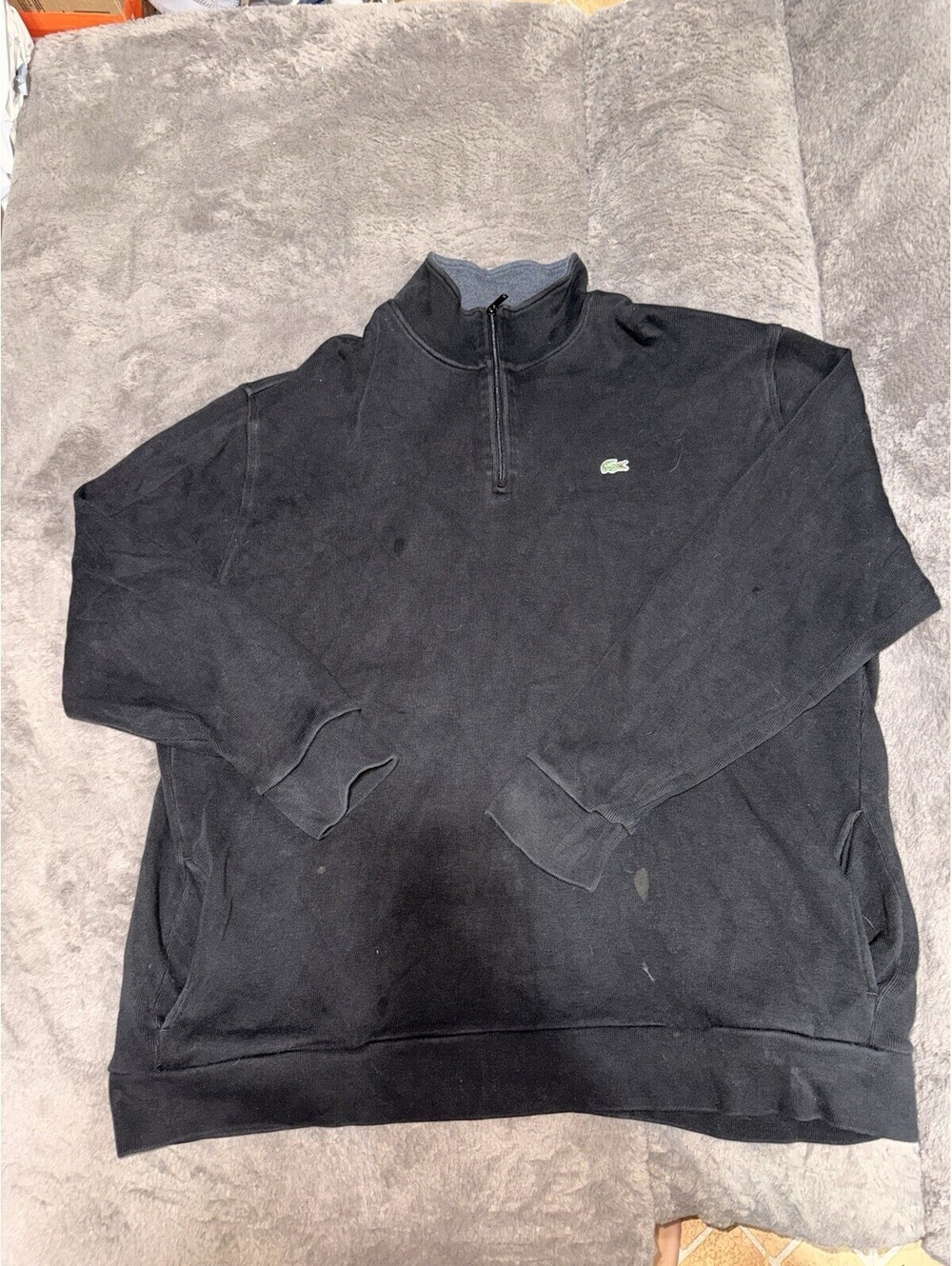 Lacoste Men's 4XL Quarter-Zip Sweatshirt Black Cotton logo